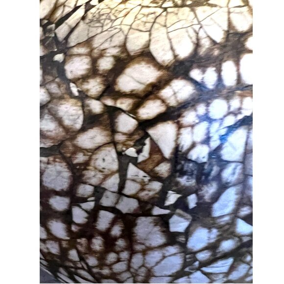 Heavy Ceramic Tealight Candle Holder Inlaid Eggshell Bohemian Boho 5" x 2.5 tall - Picture 7 of 10